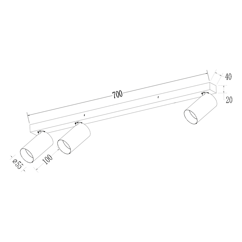 Milagro Hero 3L monorail lamp GU10 H 12.5cm