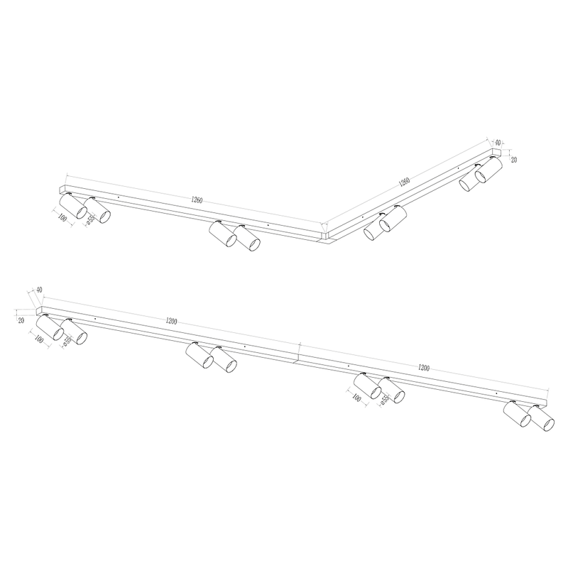 Milagro Hero 8L monorail lamp GU10 H 12.5cm