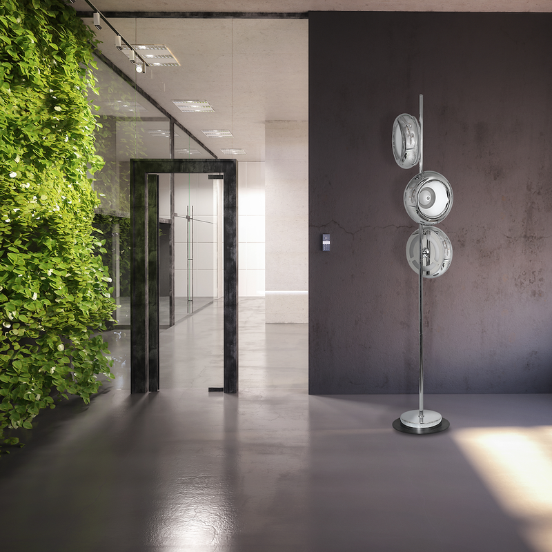 Milagro Mercurio 3L floor lamp LED, chrome H 157.5cm