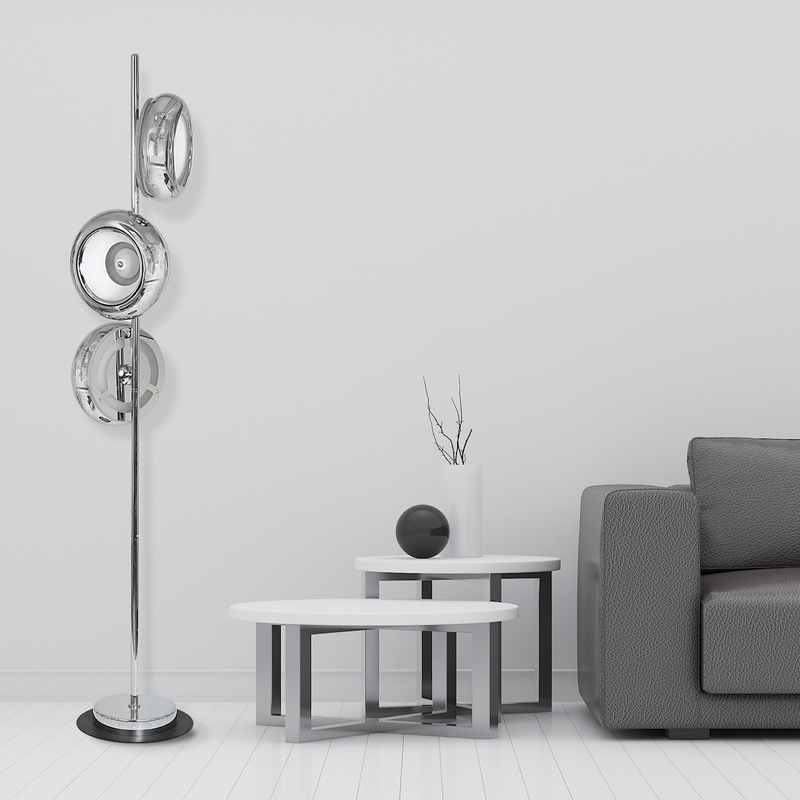 Milagro Mercurio 3L floor lamp LED, chrome H 157.5cm