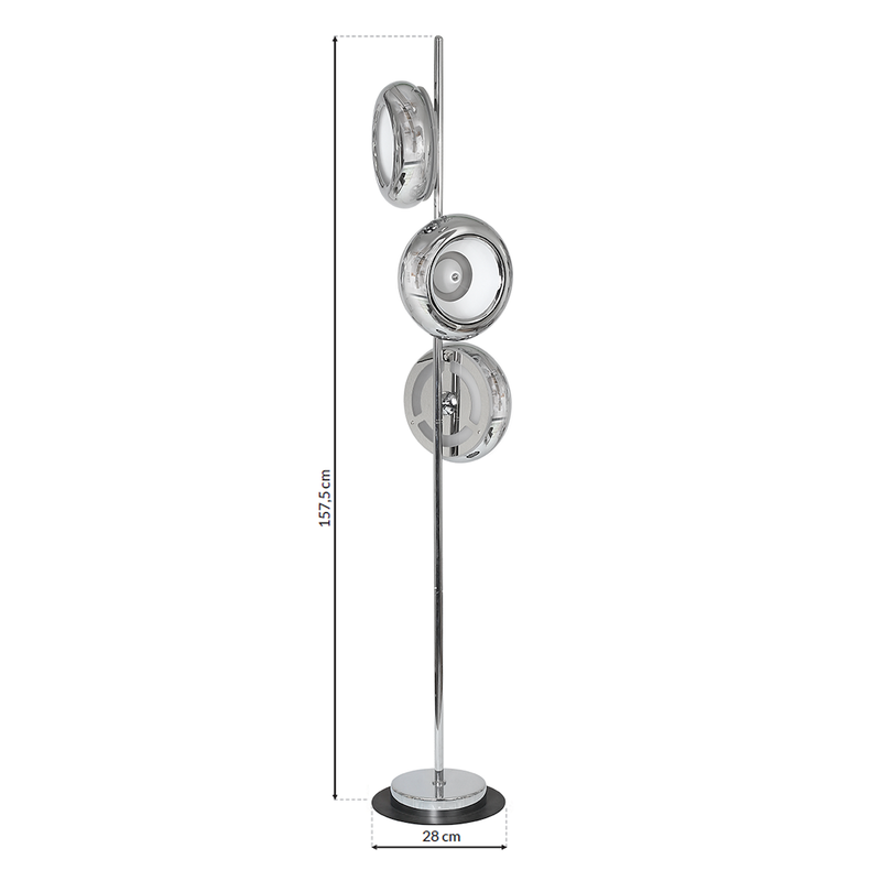 Milagro Mercurio 3L floor lamp LED, chrome H 157.5cm