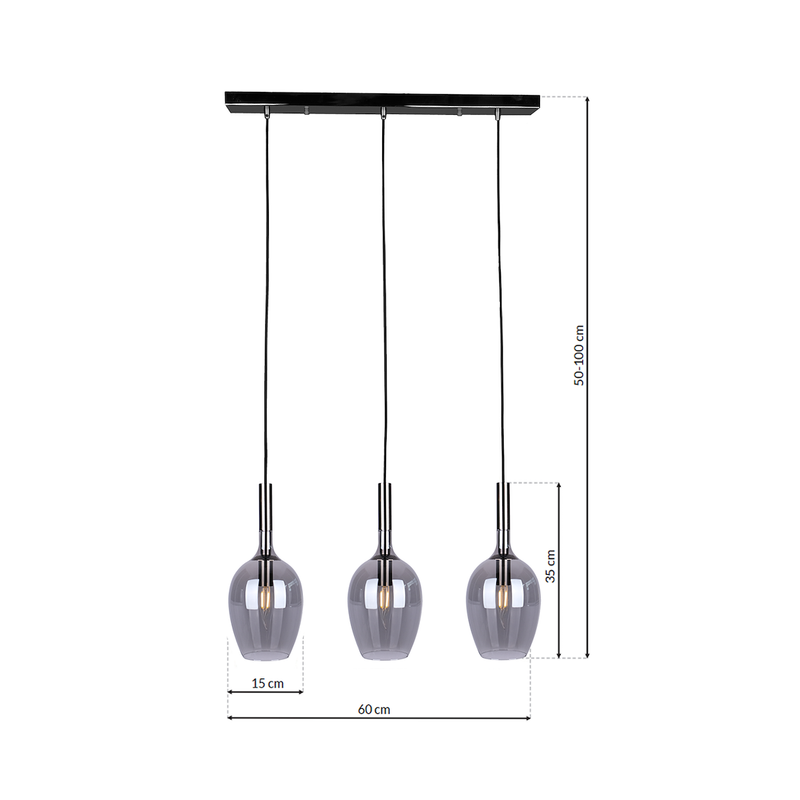 Milagro Lugano 3L pendant lamp E14