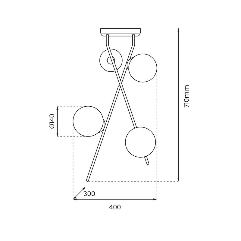 Milagro Inter 1L ceiling lamp E14 H 71cm