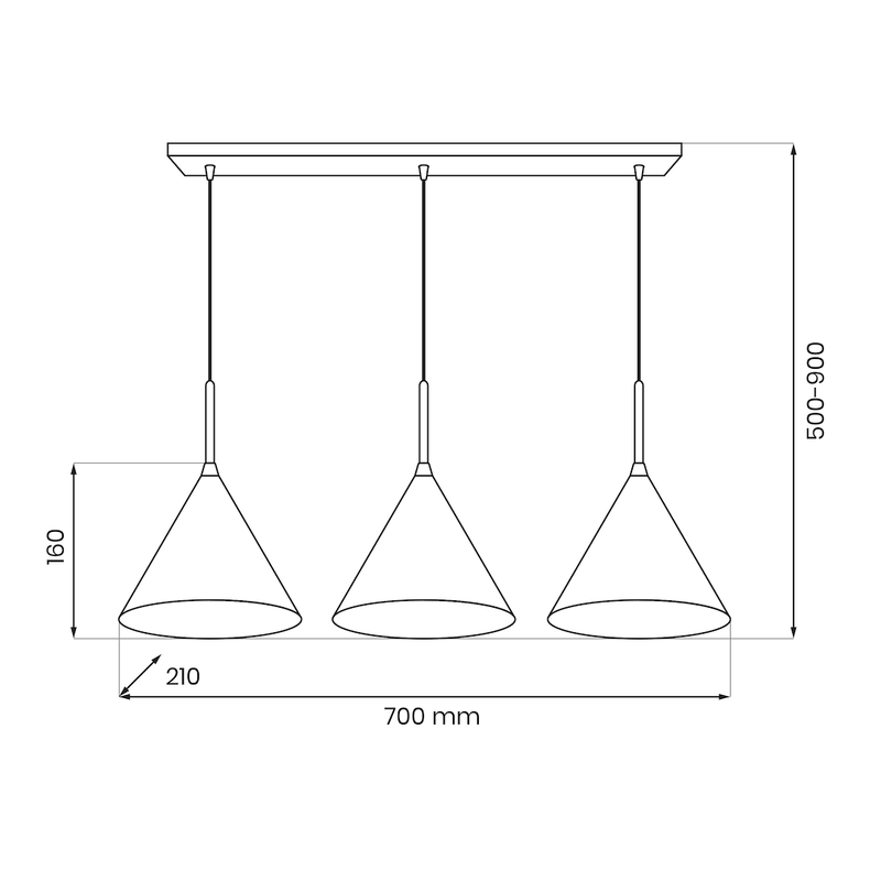 Milagro Peru 3L pendant lamp E27