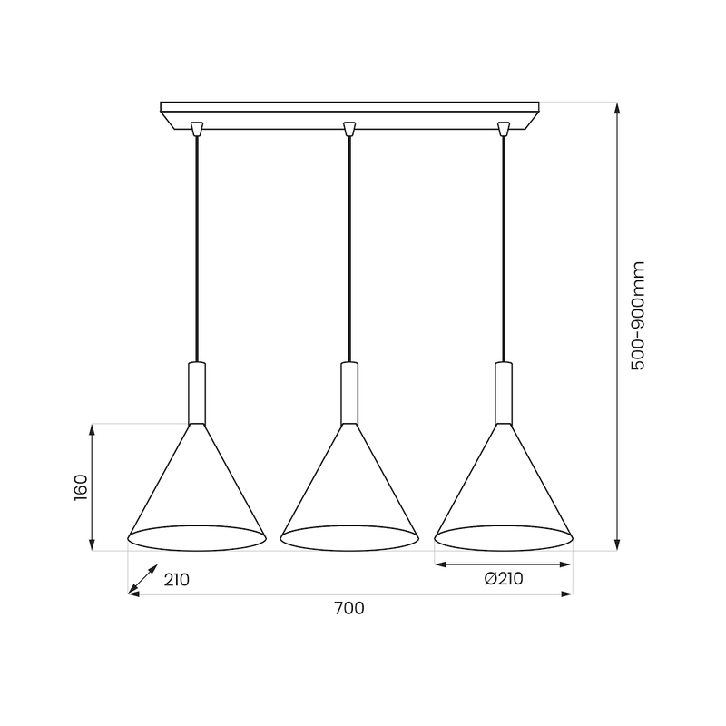 Milagro Peru 3L pendant lamp E27