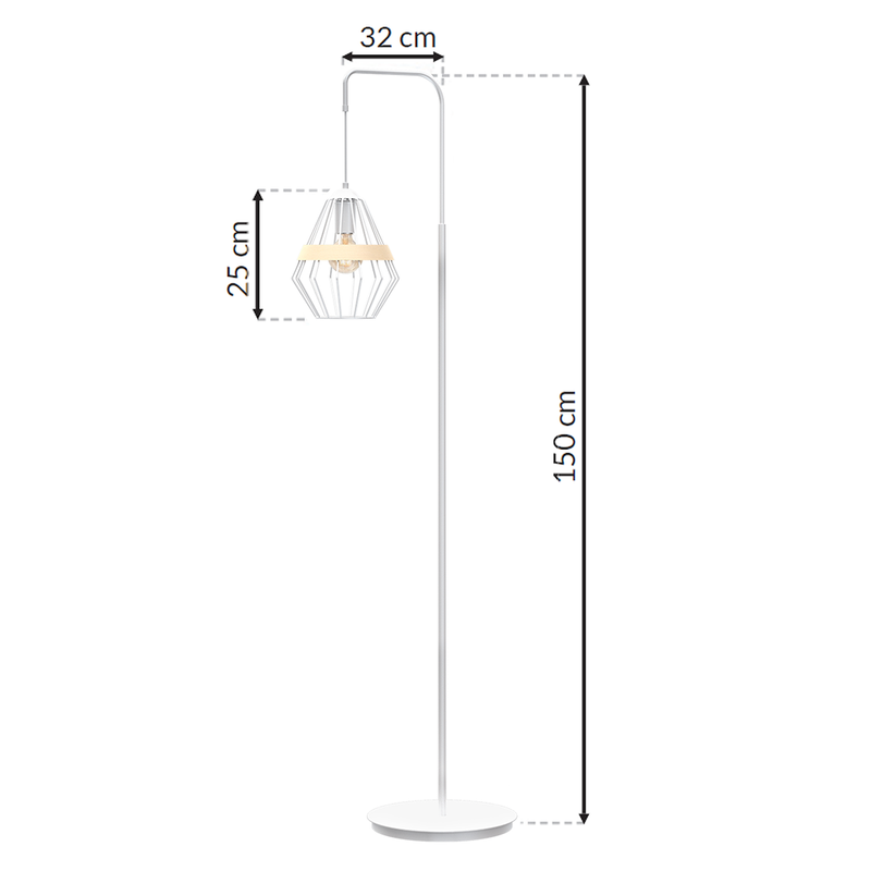 Milagro Cliff 1L floor lamp E27, white H 150cm
