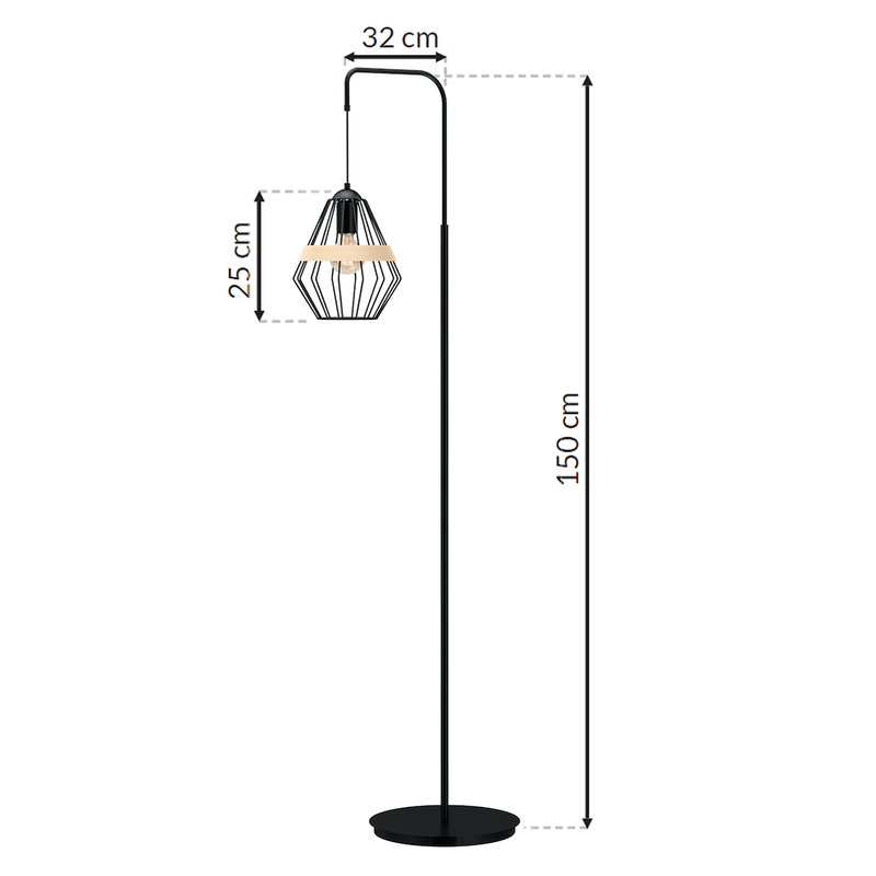 Milagro Cliff 1L floor lamp E27, black H 150cm