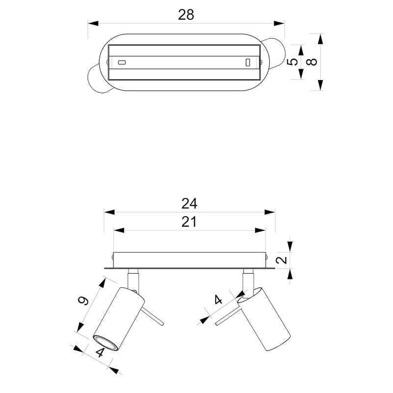 Milagro Preston 2L ceiling lamp GU10 H 14cm