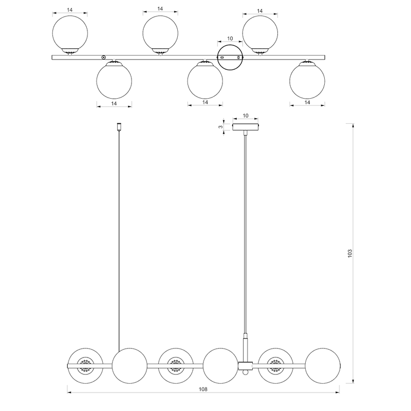 Milagro Pop 6L pendant lamp E14 H 103cm