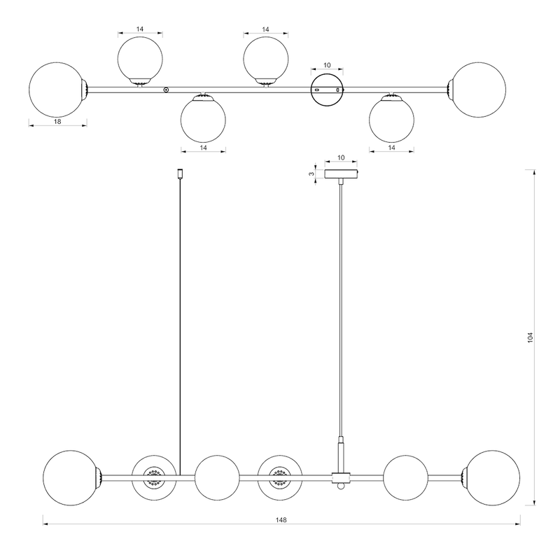 Milagro Pop 6L pendant lamp E14 H 104cm
