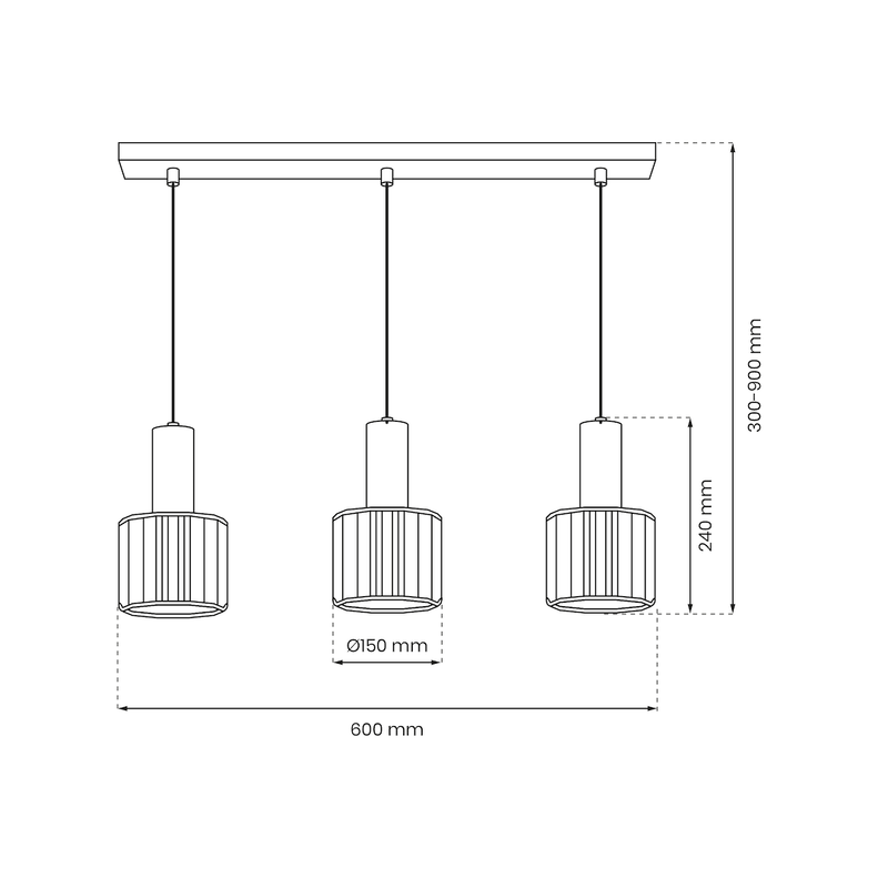Milagro Cristal 3L pendant lamp E27