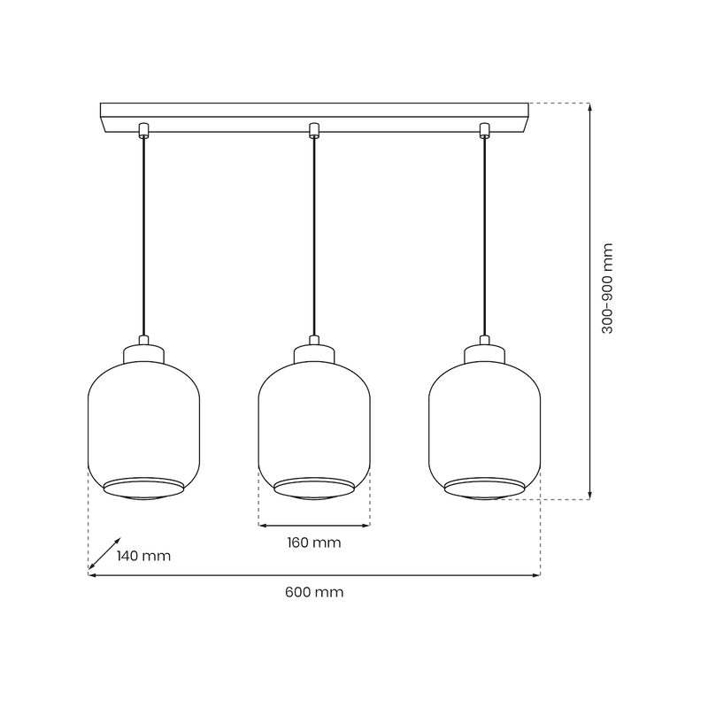 Milagro Sombra 3L pendant lamp E27
