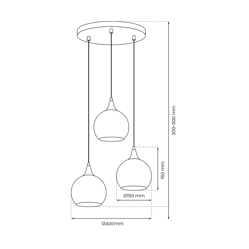 Milagro Palla 3L pendant lamp E27