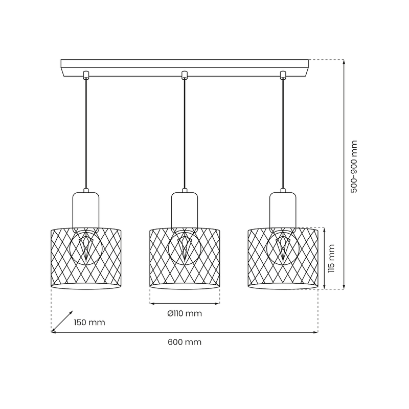 Milagro Sobresa 3L pendant lamp E27