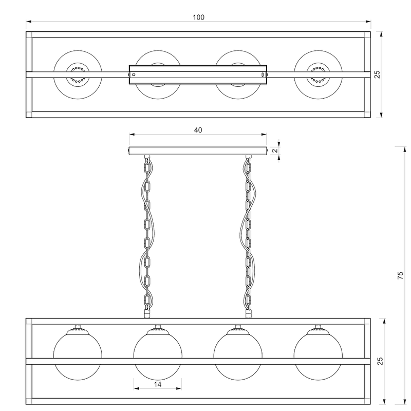 Milagro Diego 4L pendant lamp E14