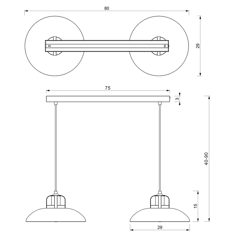 Milagro Felix 2L linear suspension pendant lamp E27