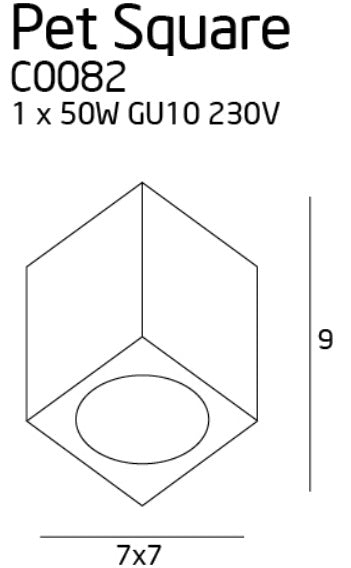 Maxlight Pet Square 1L ceiling spotlight GU10, W 7cm