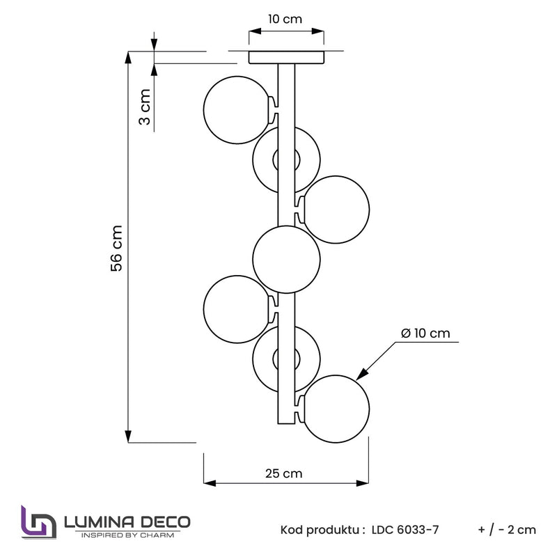 Lumina Deco Petrica 7L ceiling lamp G9, H 56cm