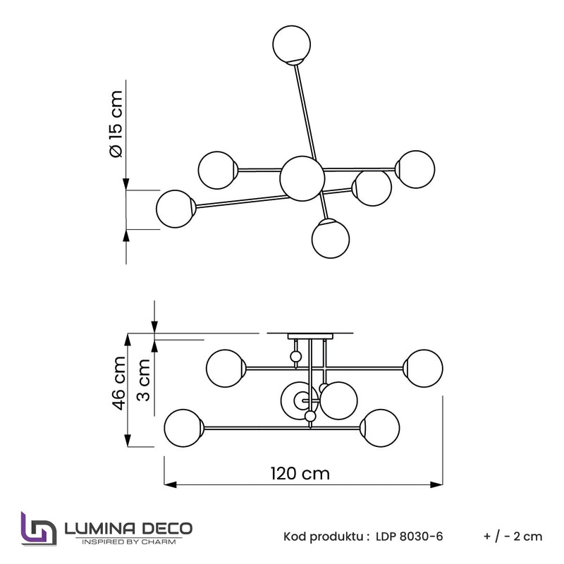 Lumina Deco Bergaso 6L chandelier E27, D 120cm