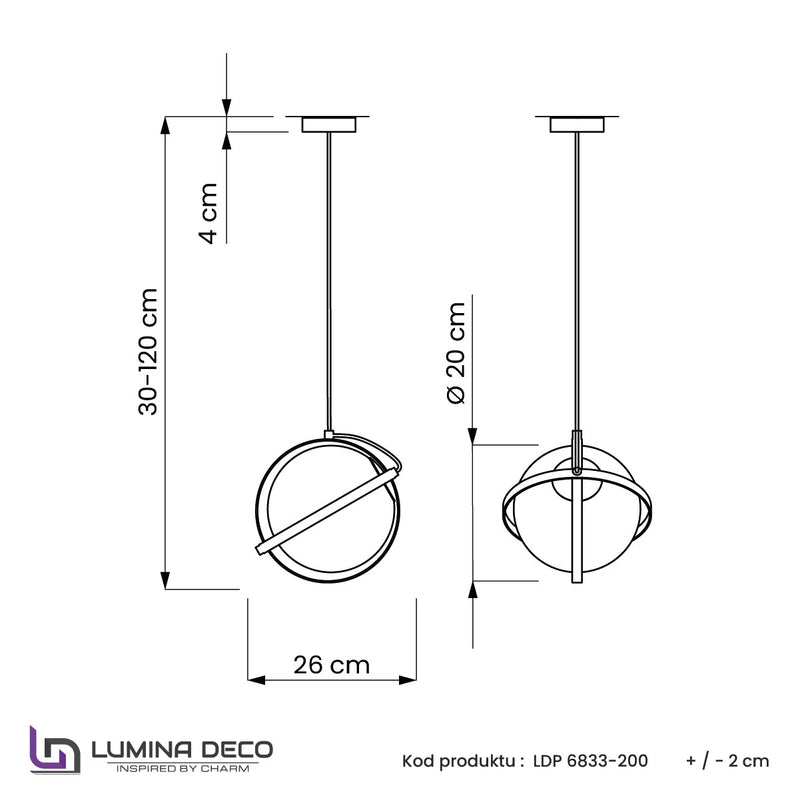 Lumina Deco Signia 1L pendant ceiling lamp E27, D 20cm