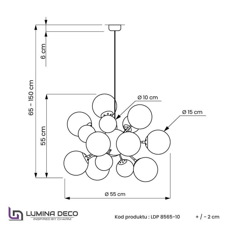 Lumina Deco Galaxids 10L chandelier E27 / G9, D 55cm