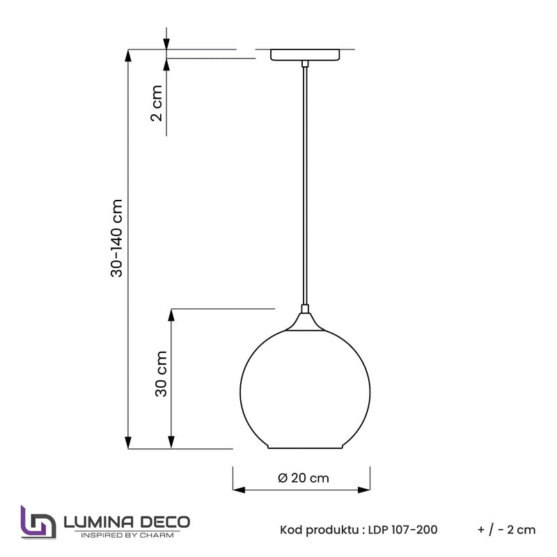 Lumina Deco Lobos 1L pendant ceiling lamp E27, D 20cm