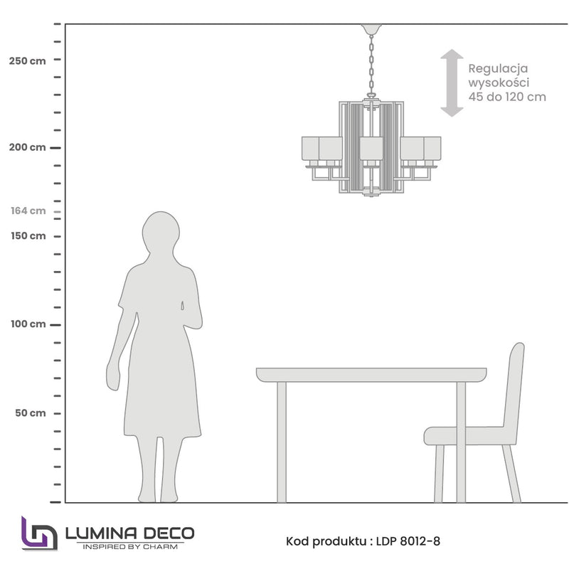 Lumina Deco Manhattan 8L chandelier E27, D 76cm