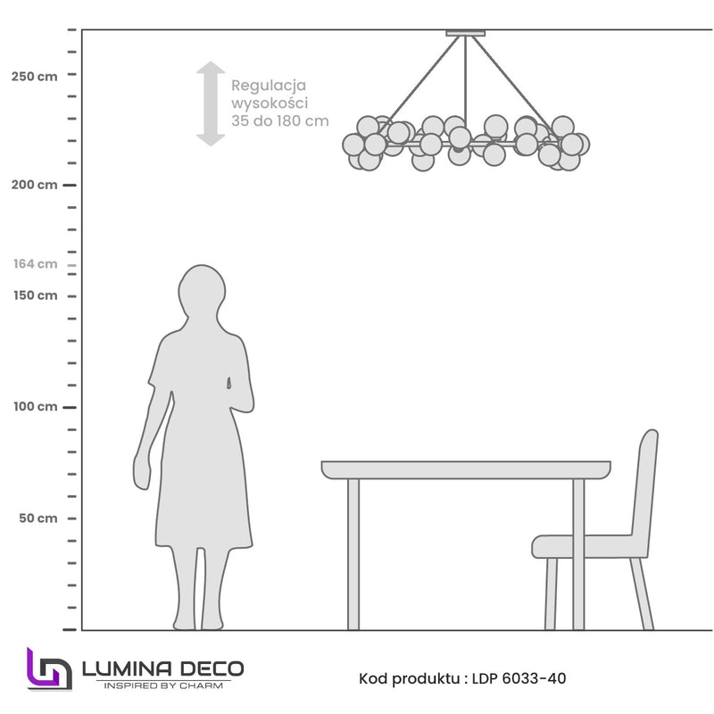 Lumina Deco Marsiada 40L linear suspension ceiling lamp G9, D 100cm