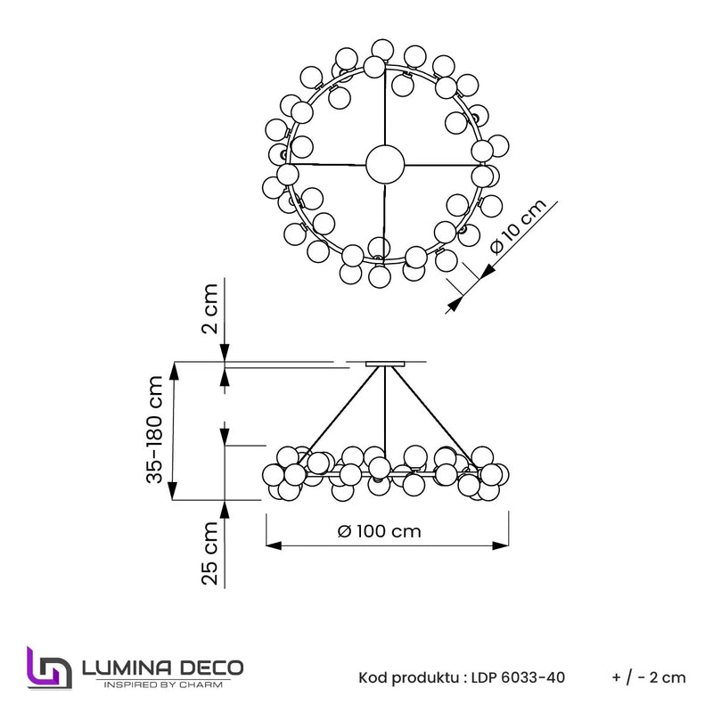 Lumina Deco Marsiada 40L linear suspension ceiling lamp G9, D 100cm