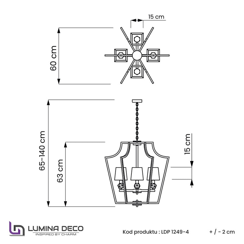 Lumina Deco Montero 4L chandelier E14, D 60cm