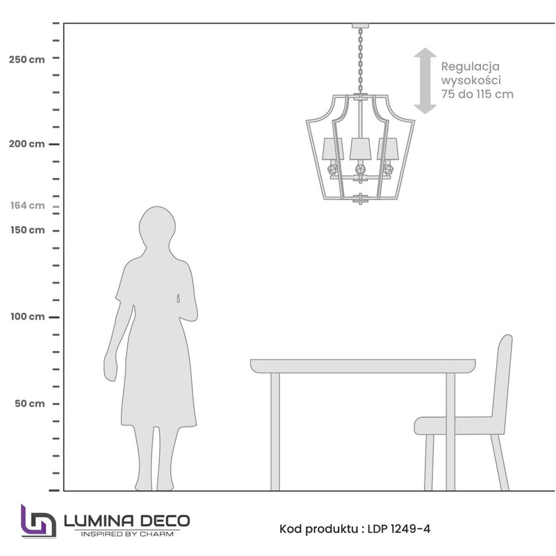 Lumina Deco Montero 4L chandelier E14, D 60cm