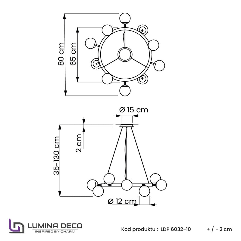 Lumina Deco Modica 10L chandelier G9, D 70cm