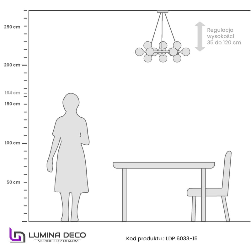 Lumina Deco Marsiada 15L chandelier G9, D 60cm