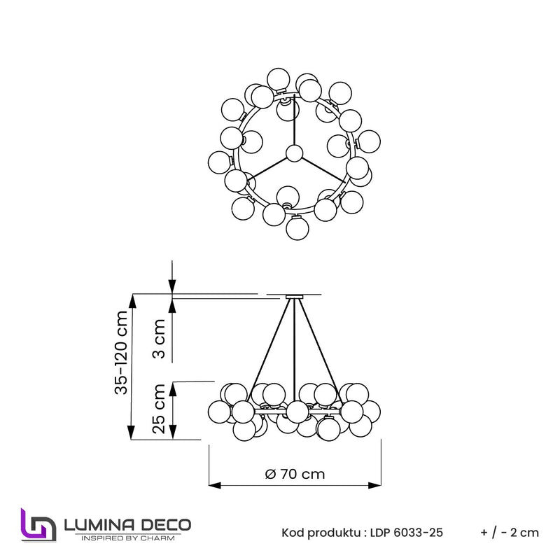 Lumina Deco Marsiada 25L chandelier G9, D 70cm