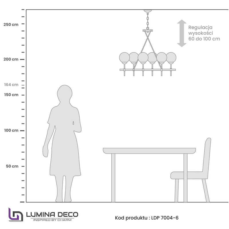 Lumina Deco Aldono 6L linear suspension ceiling lamp G9, W 70cm