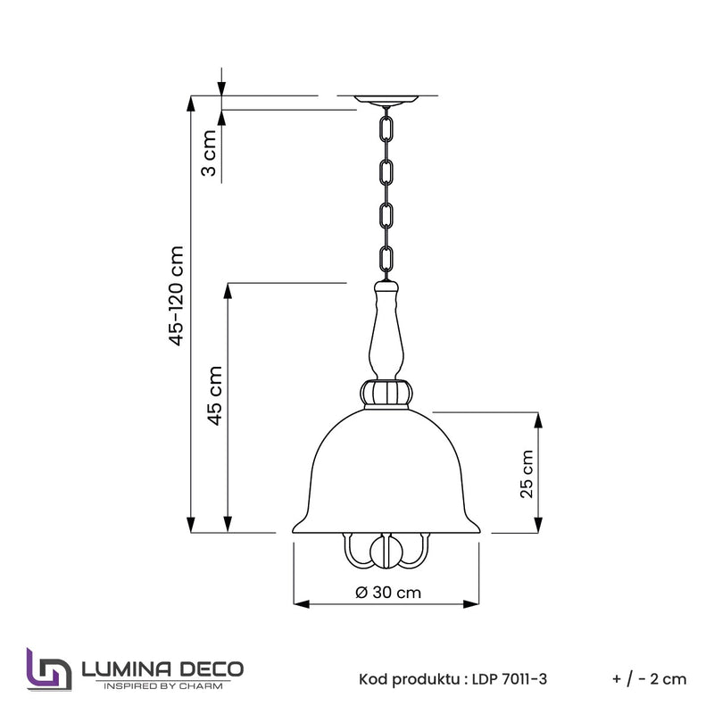 Lumina Deco Mileo 3L pendant ceiling lamp E14, H 45cm