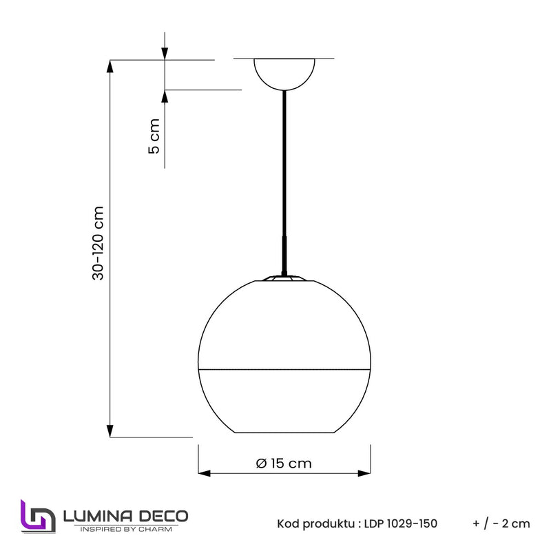 Lumina Deco Veroni 1L pendant ceiling lamp E27, D 15cm