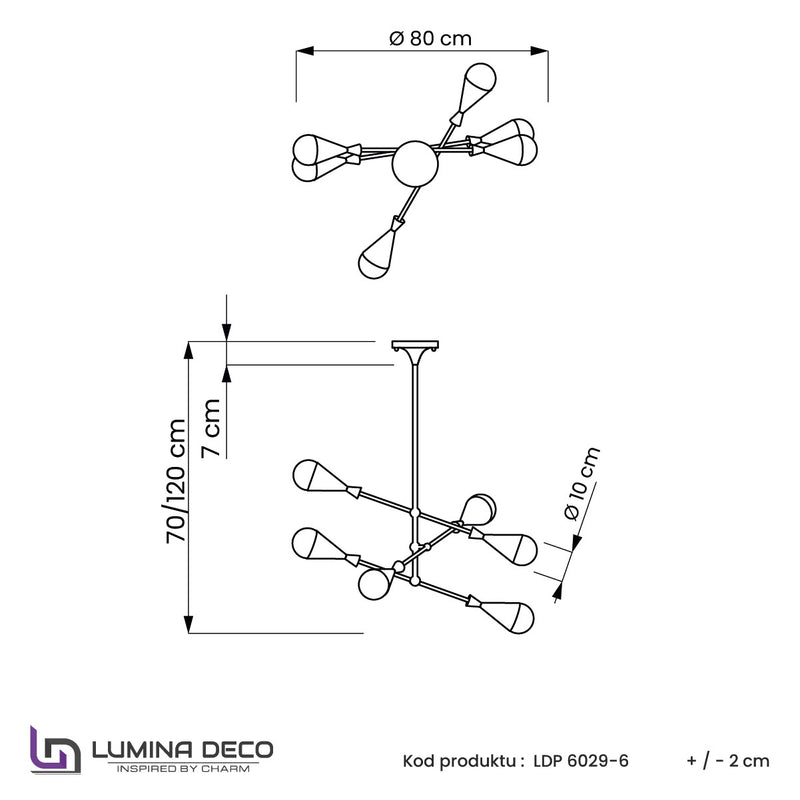 Lumina Deco 6L chandelier G9, D 80cm