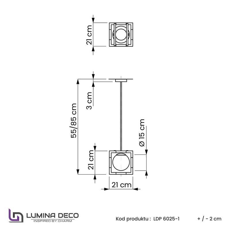 Lumina Deco Bosco 1L pendant ceiling lamp E27, H 21cm