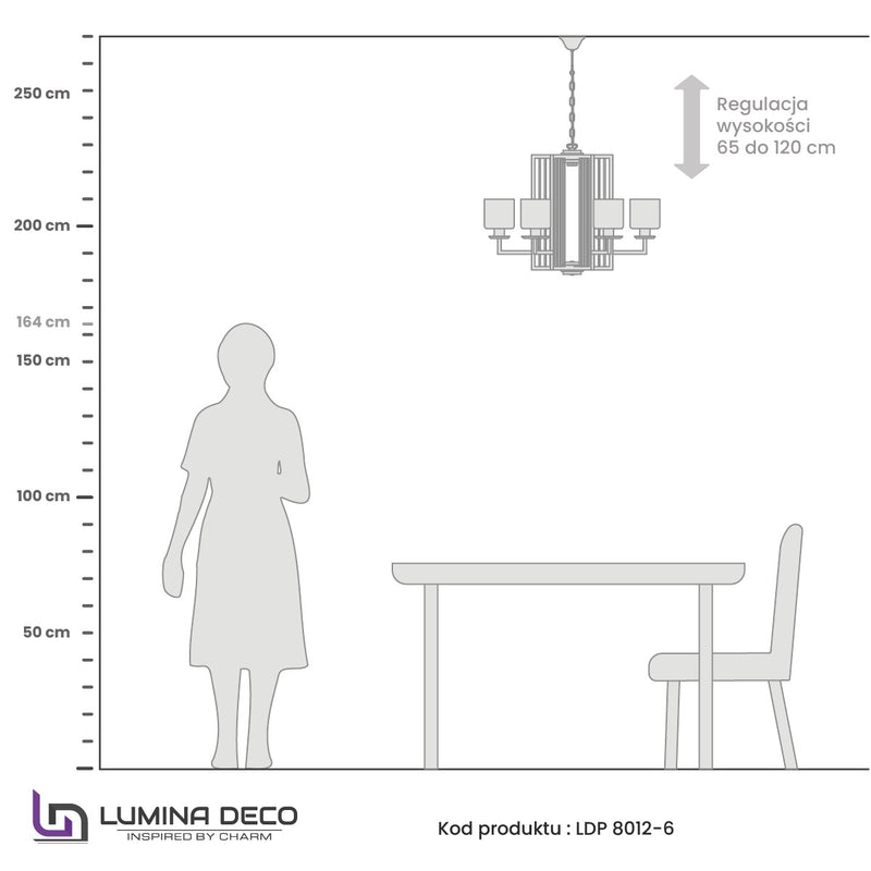 Lumina Deco Manhattan 6L chandelier E27, D 64cm