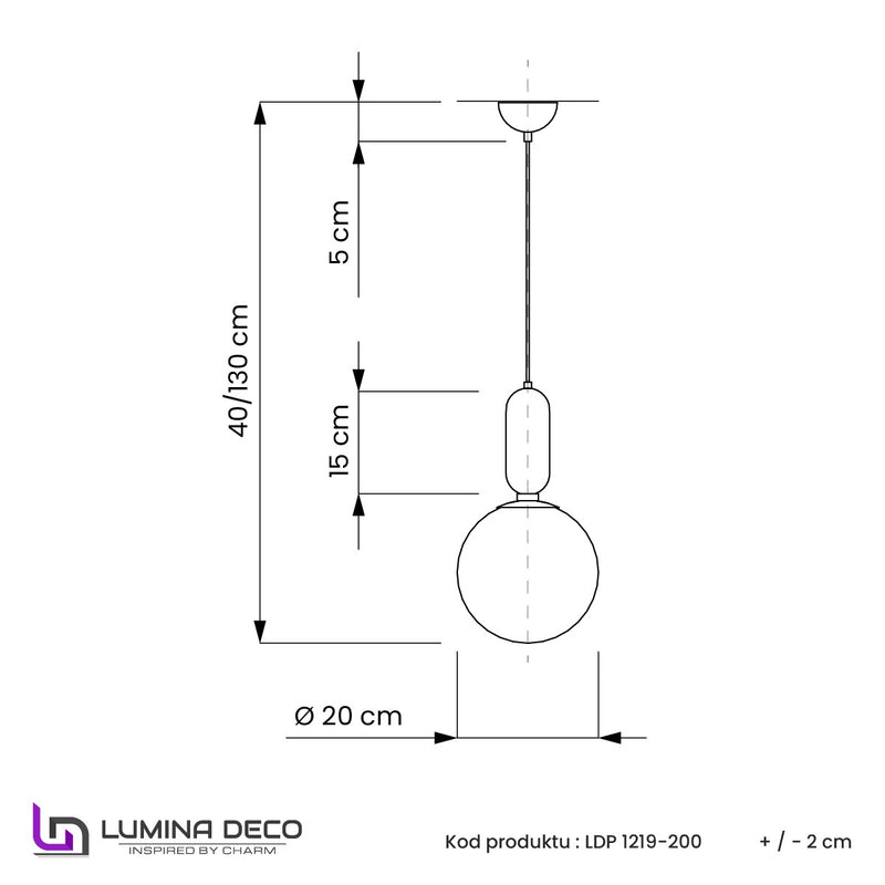 Lumina Deco Orito 1L pendant ceiling lamp E27, D 20cm