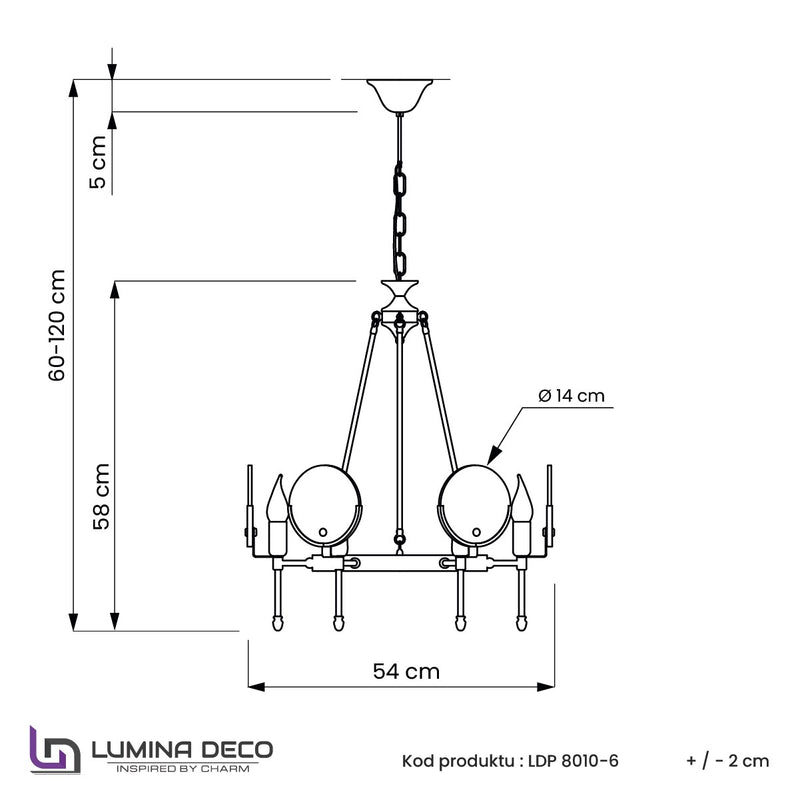 Lumina Deco Montego 6L chandelier E14, D 54cm