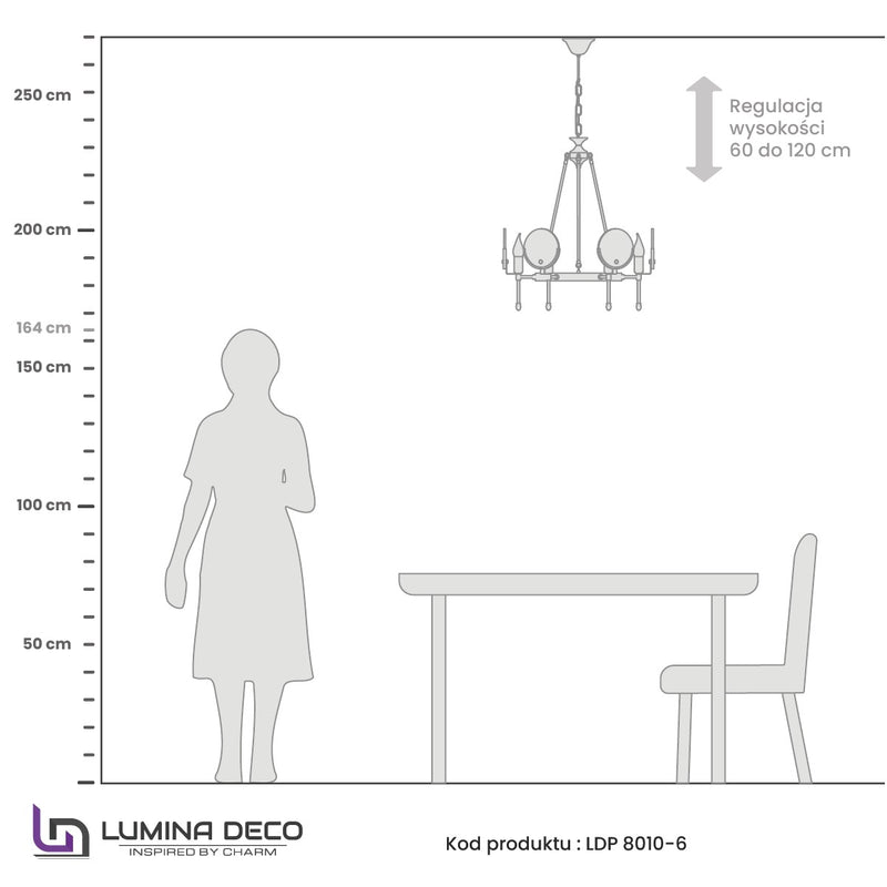 Lumina Deco Montego 6L chandelier E14, D 54cm