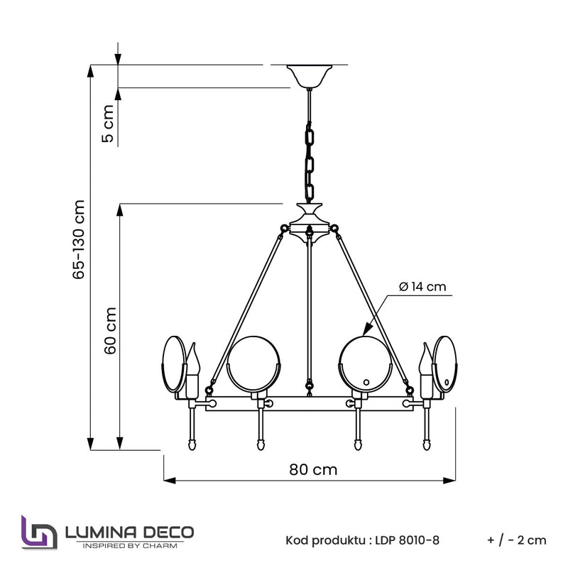 Lumina Deco Montego 8L chandelier E14, D 80cm