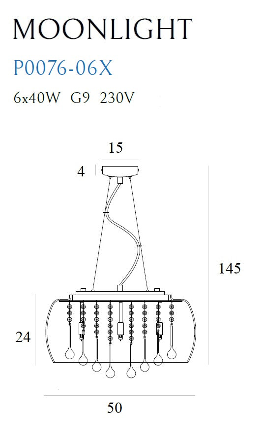 Maxlight Moonlight 6L pendant lamp chrome, D 50cm