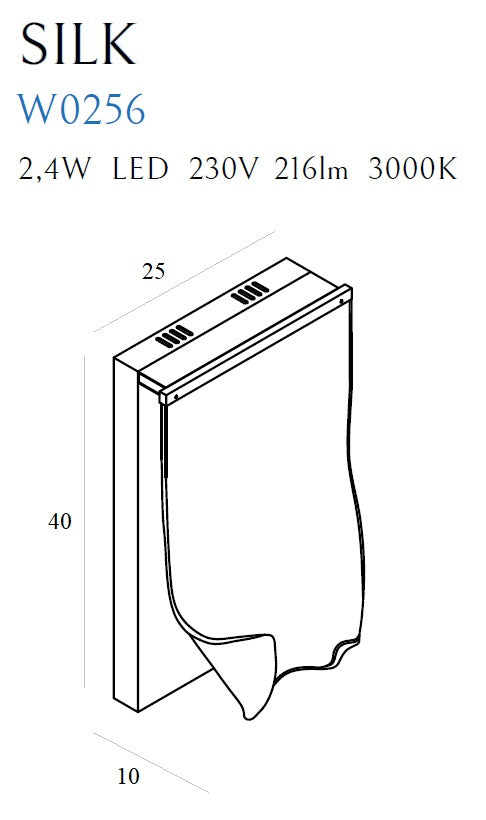 Lampada da parete Maxlight Silk 1L applique LED, H 40cm