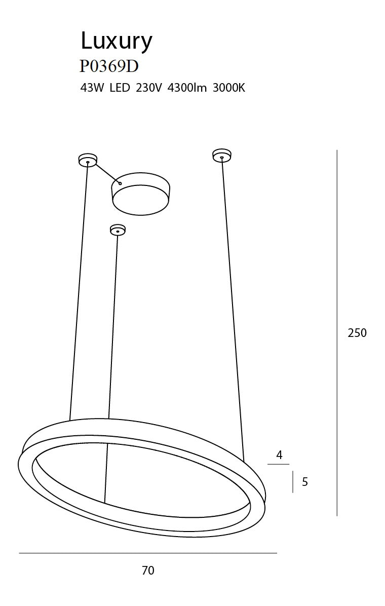 Maxlight Luxury 1L hanglamp goud, D 70cm