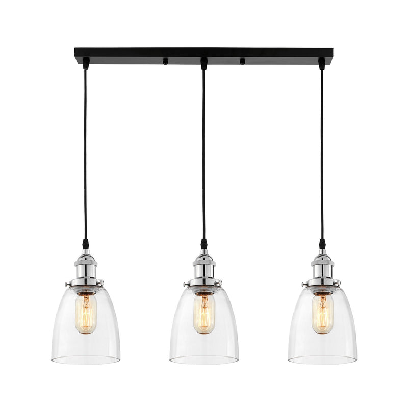 Lumina Deco Fabi 3L linear suspension ceiling lamp E27, D 14cm