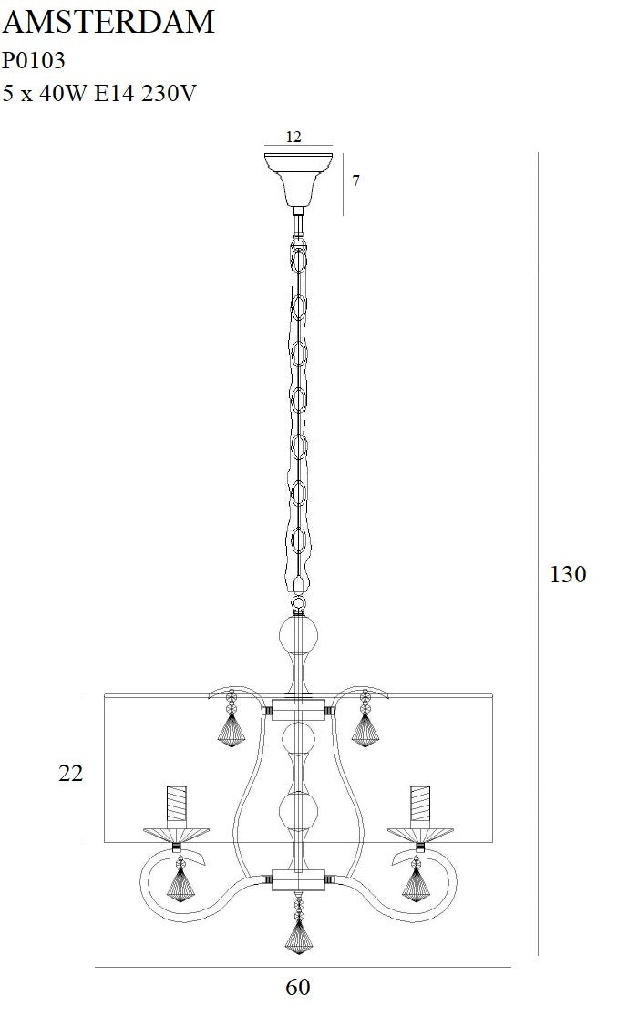 Maxlight Amsterdam 5L chandelier E14, D 60cm