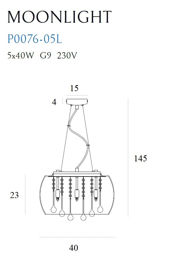 Lampada a sospensione Maxlight Moonlight 5L cromata, D 40 cm